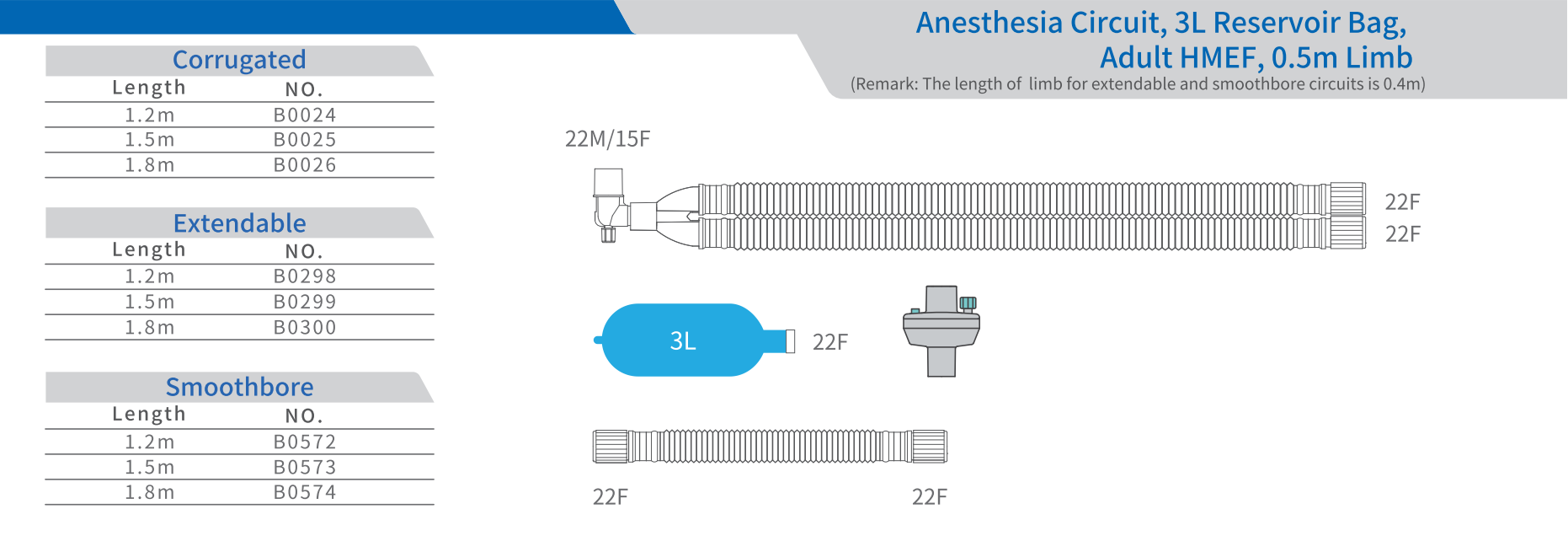 Adult Anesthesia Circuits(Corrugated)6