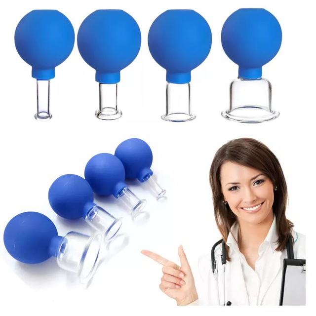 China glass Silicone cupping therapy set silicone suction cupping