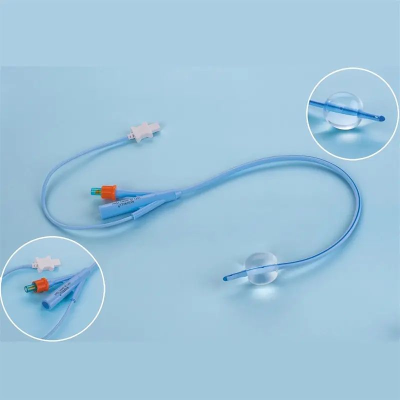 Silicone Urinary Foley Catheter With Temperature Sensor Probe Round 